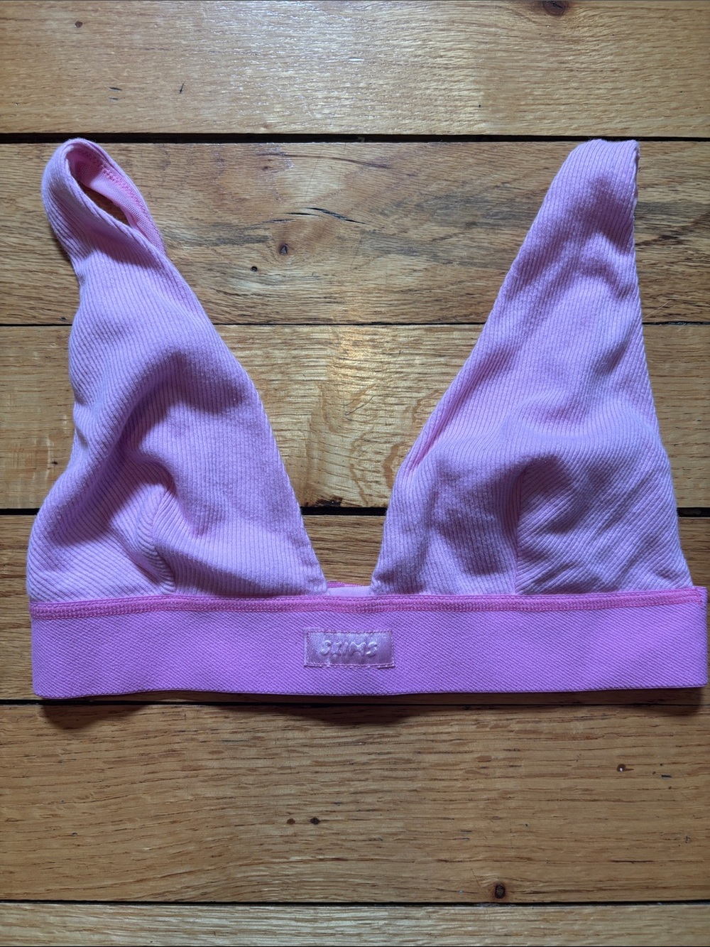 SKIMS Light Pink Ribbed Triangle Bralette